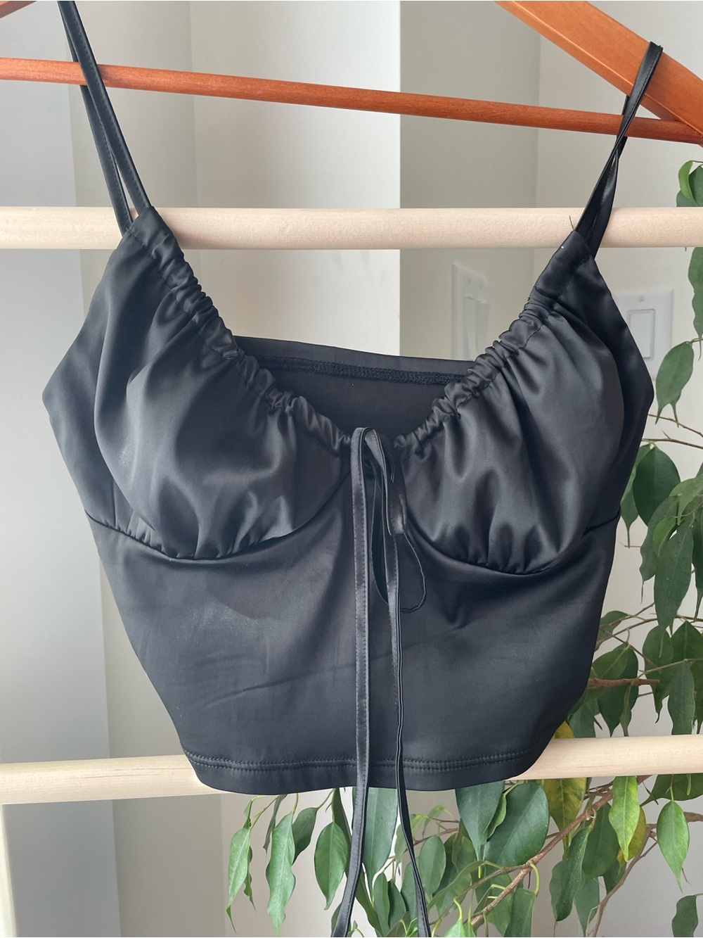 Sweet satin-like crop top
